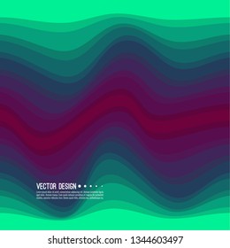 Distorted wave colorful texture. Abstract dynamical rippled surface. Vector stripe deformation background. Transition and gradation of color.