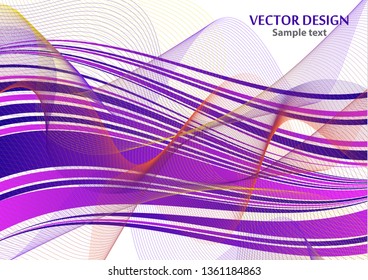 Distorted wave colorful texture. Abstract dynamic wavy surface. Vector strip warp background. Transition and gradation of color. Vector illustration