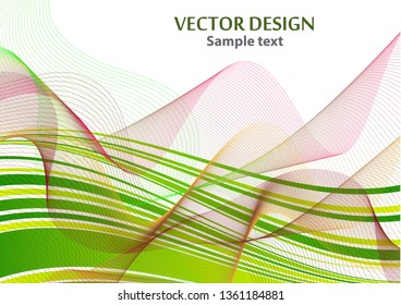 Distorted wave colorful texture. Abstract dynamic wavy surface. Vector strip warp background. Transition and gradation of color. Vector illustration