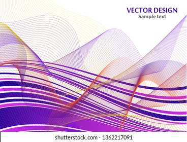 Distorted wave colorful texture. Abstract dynamic wavy surface. Vector strip warp background. Transition and gradation of color. Vector illustration