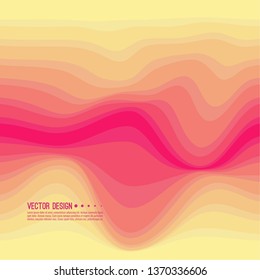 Distorted wave colorful texture. Abstract dynamical rippled surface. Vector stripe deformation background. Transition and gradation of color.