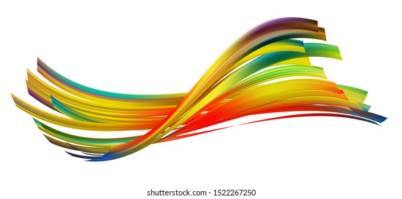 Distorted wave colorful texture. Abstract volume surface. Dynamic wavy strip warp. Transition and gradation of color illustration.
