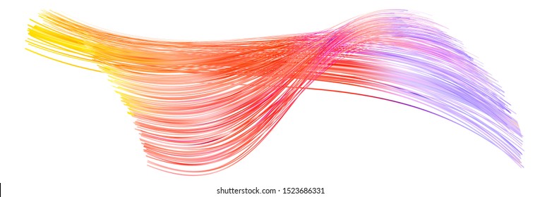 Distorted wave colorful texture. Abstract volume surface. Dynamic wavy strip warp. Transition and gradation of color illustration.