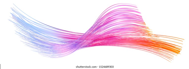 Distorted wave colorful texture. Abstract volume surface. Dynamic wavy strip warp. Transition and gradation of color illustration.