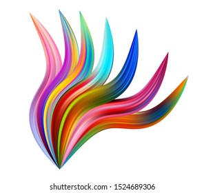 Distorted wave colorful texture. Abstract volume suface. Dynamic wavy strip warp. Transition and gradation of color illustration.
