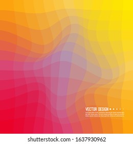 Distorted wave colorful texture. Abstract dynamical rippled surface. Vector stripe deformation background. Transition and gradation of color.