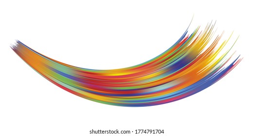 Distorted wave colorful texture. Abstract volume surface. Dynamic wavy strip warp. Transition and gradation of color illustration.