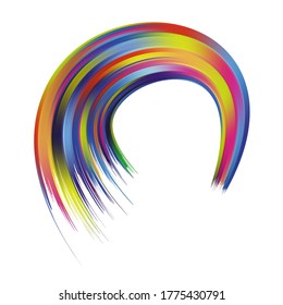 Distorted wave colorful texture. Abstract volume surface. Dynamic wavy strip warp. Transition and gradation of color illustration.