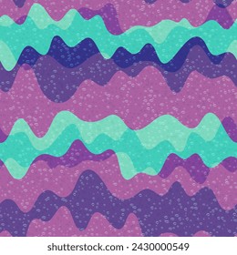 Distorted wave fluid vector seamless pattern. Striped curve line texture. Cisual illusion curvature motion effect. Cambered fabric print design. Wave flow splash fluid shapes background.