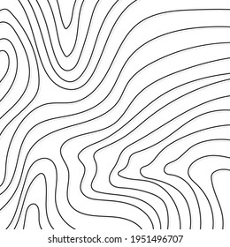 Distorted wave monochrome pattern. Abstract dynamical rippled surface. Vector stripe deformation background. Topographic texture.