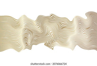 Distorted wave monochrome texture. Abstract dynamical rippled surface. Vector stripe deformation background.