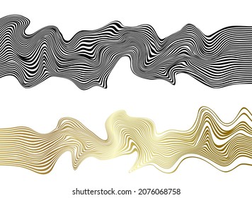 Textura monocroma de ondas distorsionadas. Resumen de la superficie de riego dinámica. Fondo de deformación de la banda del vector.