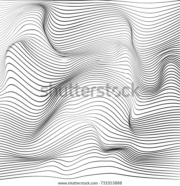 Distorted Wave Monochrome Texture Abstract Dynamical Stock Vector ...