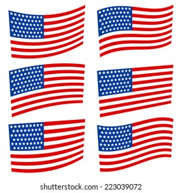 Distorted, waving US Flags