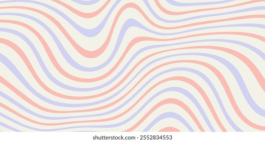 Distorted wavy line pattern, optical illusion effect. Retro abstract background with psychedelic texture