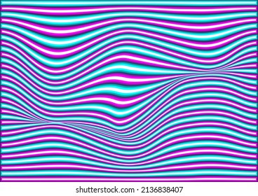Distorted wavy lines abstract backdrop vector illustration, curve It has violet and blue straight line pattern.