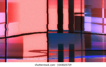 Distortion of digital television. Glitch texture wallpaper. High-precision broken video signal interference. Vector illustration.
