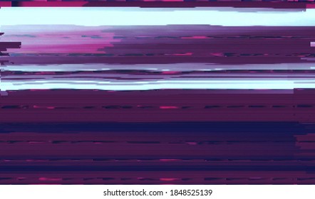Distortion of digital TV signal interference. Error playing media file. Glitch texture background. Vector illustration.