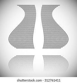 Distortion effect on mesh of squares with reflection. Abstract vector element.