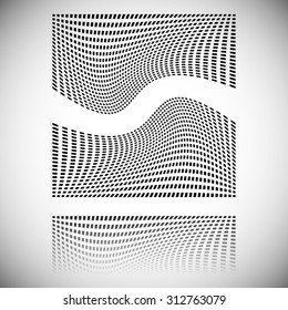 Distortion effect on mesh of squares with reflection. Abstract vector element.