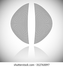Distortion effect on mesh of squares with reflection. Abstract vector element.