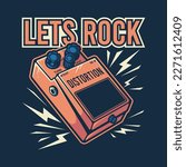 Distortion Guitar Effect Vector Cartoon Art Illustration on Isolated Background. Music Theme Illustration on Isolated Background. Music Illustration. Music Illustration on Isolated Background.