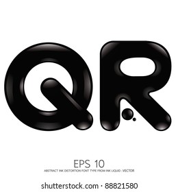 distortion ink alphabet letters vector