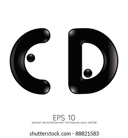 distortion ink alphabet letters vector