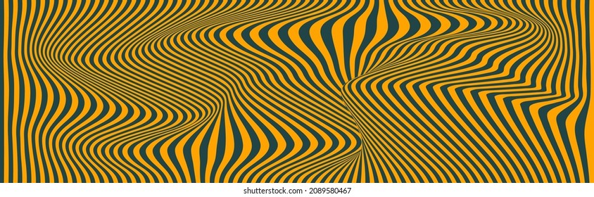 Fondo de líneas de distorsión. Rayas distorsivas, patrón abstracto moderno. Op ondas de ilusión artística. Curvas vectoriales 3d. Superficie dinámica