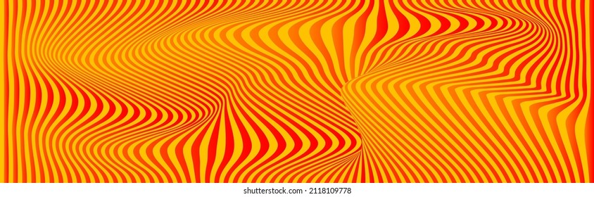 Fondo de líneas de distorsión. Rayas distorsivas, patrón abstracto moderno. Op ondas de ilusión artística. Curvas vectoriales 3d. Superficie dinámica