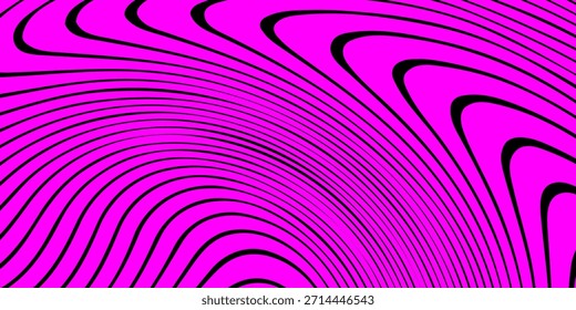 Fundo das linhas de distorção. Distorcer faixas, padrão moderno abstrato. Ondas de ilusão de arte. Curvas vetoriais em 3d. Superfície dinâmica
