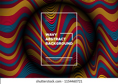 Distortion of Lines. Modern Abstract Cover with Vector Warped Stripes. Bright Volumetric Folds. Colorful 3d Surface. Movement Effect. Optical Illusion of Distortion of Space for Covers, Presentation.