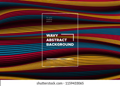 Distortion of Lines. Modern Abstract Cover with Vector Warped Stripes. Bright Volumetric Folds. Colorful 3d Surface. Movement Effect. Optical Illusion of Distortion of Space for Covers, Presentation.
