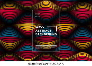 Distortion of Lines. Modern Abstract Cover with Vector Warped Stripes. Bright Volumetric Folds. Colorful 3d Surface. Movement Effect. Optical Illusion of Distortion of Space for Covers, Presentation.