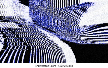 Distortion noise of a broken video image. Failure error digital television internet broadcast. Abstract pixel background glitch texture. Vector illustration.