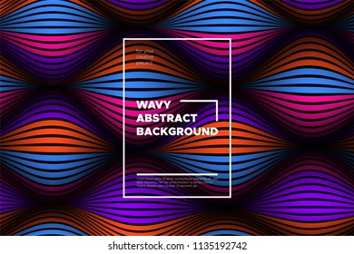 Distortion of Space. Modern Abstract Background with Vector Warped Lines. Bright Volumetric Colorful 3d Surface. Movement Effect. Optical Illusion of Distortion of Stripes for Covers, Presentation.