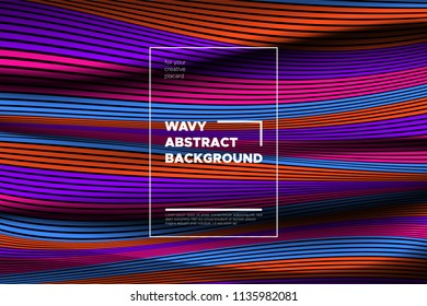 Distortion of Space. Modern Abstract Background with Vector Warped Lines. Bright Volumetric Colorful 3d Surface. Movement Effect. Optical Illusion of Distortion of Stripes for Covers, Presentation.