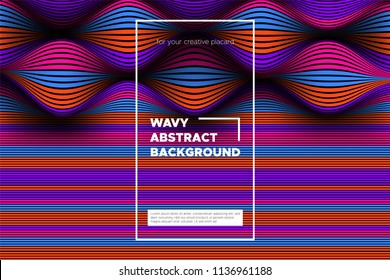 Distortion of Space. Modern Abstract Background with Vector Warped Lines. Bright Volumetric Colorful 3d Surface. Movement Effect. Optical Illusion of Distortion of Stripes for Covers, Presentation.