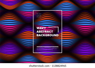 Distortion of Space. Modern Abstract Background with Vector Warped Lines. Bright Volumetric Colorful 3d Surface. Movement Effect. Optical Illusion of Distortion of Stripes for Covers, Presentation.
