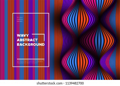 Distortion of Space. Modern Abstract Background with Vector Warped Lines. Bright Volumetric Colorful 3d Surface. Movement Effect. Optical Illusion of Distortion of Stripes for Covers, Presentation.