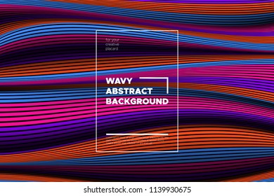 Distortion of Space. Modern Abstract Background with Vector Warped Lines. Bright Volumetric Colorful 3d Surface. Movement Effect. Optical Illusion of Distortion of Stripes for Covers, Presentation.