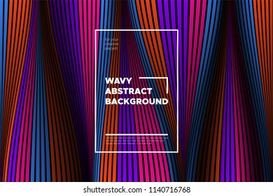 Distortion of Space. Modern Abstract Background with Vector Warped Lines. Bright Volumetric Colorful 3d Surface. Movement Effect. Optical Illusion of Distortion of Stripes for Covers, Presentation.
