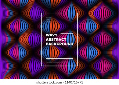 Distortion of Space. Modern Abstract Background with Vector Warped Lines. Bright Volumetric Colorful 3d Surface. Movement Effect. Optical Illusion of Distortion of Stripes for Covers, Presentation.
