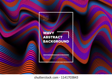 Distortion of Space. Modern Abstract Background with Vector Warped Lines. Bright Volumetric Colorful 3d Surface. Movement Effect. Optical Illusion of Distortion of Stripes for Covers, Presentation.