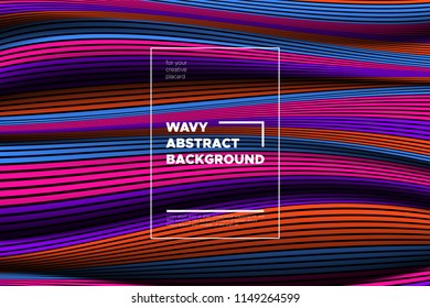 Distortion of Space. Modern Abstract Background with Vector Warped Lines. Bright Volumetric Colorful 3d Surface. Movement Effect. Optical Illusion of Distortion of Stripes for Covers, Presentation.