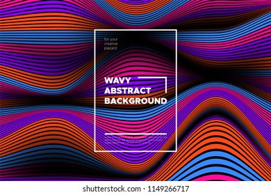 Distortion of Space. Modern Abstract Background with Vector Warped Lines. Bright Volumetric Colorful 3d Surface. Movement Effect. Optical Illusion of Distortion of Stripes for Covers, Presentation.
