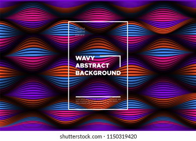 Distortion of Space. Modern Abstract Background with Vector Warped Lines. Bright Volumetric Colorful 3d Surface. Movement Effect. Optical Illusion of Distortion of Stripes for Covers, Presentation.