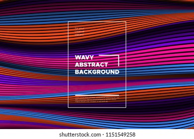 Distortion of Space. Modern Abstract Background with Vector Warped Lines. Bright Volumetric Colorful 3d Surface. Movement Effect. Optical Illusion of Distortion of Stripes for Covers, Presentation.