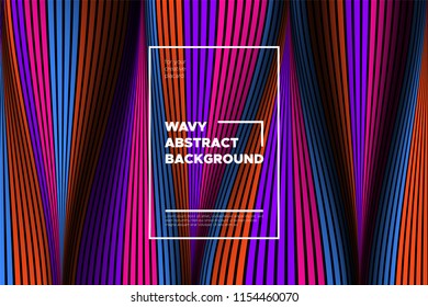 Distortion of Space. Modern Abstract Background with Vector Warped Lines. Bright Volumetric Colorful 3d Surface. Movement Effect. Optical Illusion of Distortion of Stripes for Covers, Presentation.
