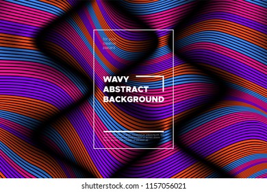 Distortion of Space. Modern Abstract Background with Vector Warped Lines. Bright Volumetric Colorful 3d Surface. Movement Effect. Optical Illusion of Distortion of Stripes for Covers, Presentation.